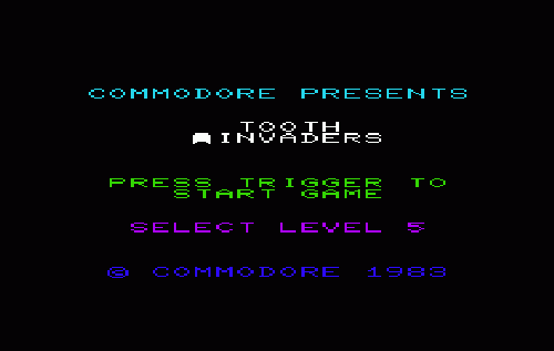 Tooth Invaders title screen for Vic-20